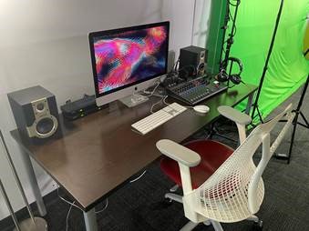 DSL audio recording area with computer and audio equipment